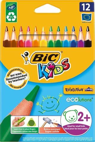 Bic Kids Evolution Üçgen Jumbo Kuru Boya Kalemi 12'Li Kutu