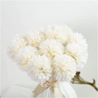 Netten Evime Yapay Çiçek Krizantem Kartopu Beyaz 7 Kafalı Büyük Demet