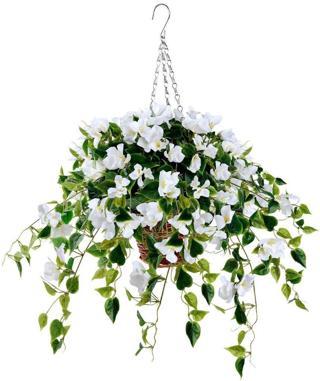 Netten Evime Yapay Çiçek Sarkaç Sepette Begonvil Bodrum Çiçek Sepeti Beyaz
