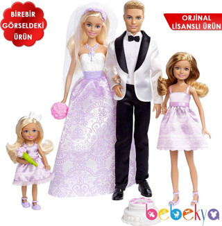 Lisanslı Gelin Barbie, Damat Ken ve Nedime Chelsea Bebekler Barbie ve Ken Evleniyor Oyun Seti