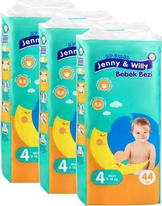 Jenny & Willy Bebek Bezi Vegan 4 Beden 8 - 18 Kg Ekonomik Paket 132 Adet