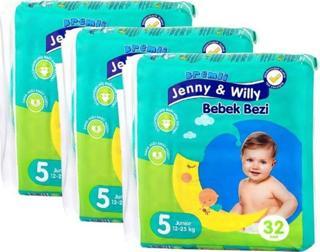 Jenny & Willy Bebek Bezi Vegan 5 Beden 12 - 25 Kg Ekonomik Pakaet 96 Adet