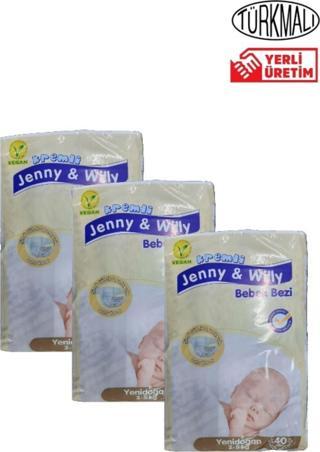 Jenny & Willy Bebek Bezi Yeni Doğan 2 - 5 Kg 40 Lı Paket X3 Adet