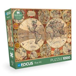 Blue Focus Puzzle 1000 Parça Old World Map (Eski Dünya Haritası)