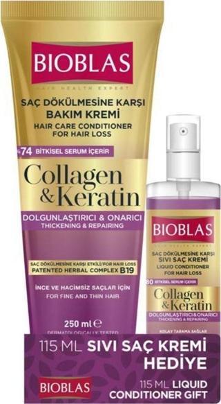 Bioblas Saç Dökülmesine Karşı Bakım Kremi 250ml Collagen&keratin 115 Ml Sıvı Saç Kremi Hediye!!!