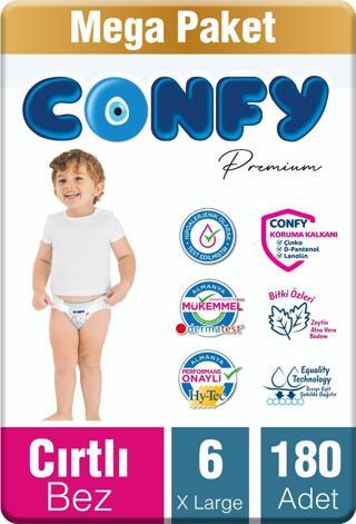 Confy Premium 6 Numara Bebek Bezi Extralarge 15 KG+ 180 Adet