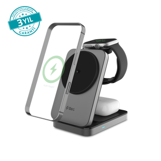 ttec AirCharger Fold Pro 2 Qi2.2 IOS/Android 3ü 1 Arada Katlanabilir Kablosuz Hızlı Şarj Standı