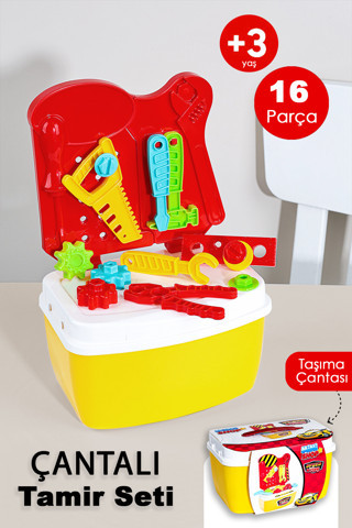 Meleni Toys 16 Parça Oyuncak Tamir Seti - Taşıma Çantalı Eğitici Öğretici Çocuk Meslek Alet Çantası