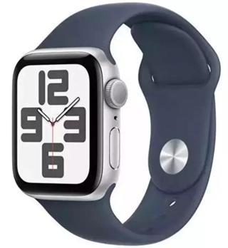 Apple Watch SE 2.Nesil (2023) GPS 40mm Silver Aluminium Case with Storm Blue Sport Band - M/L