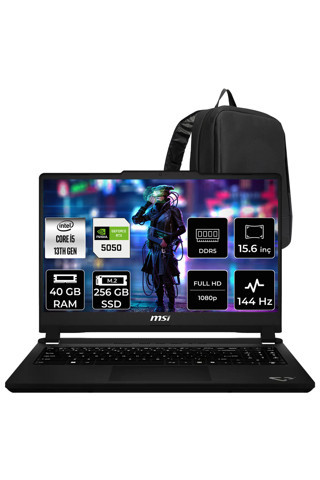 MSI Cyborg 15 Max Core i5 13420H RTX 5050 8GB 100W 40GB RAM 256GB SSD 15.6" Full HD 144Hz FreeDOS C13WE073TRP325 Gaming Laptop + PER4 Çanta