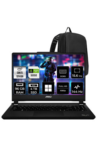 MSI Cyborg 15 Max Core i5 13420H RTX 5050 8GB 100W 96GB RAM 4TB SSD 15.6" Full HD 144Hz Win11 Home C13WE073TRP353 Gaming Laptop + PER4 Çanta