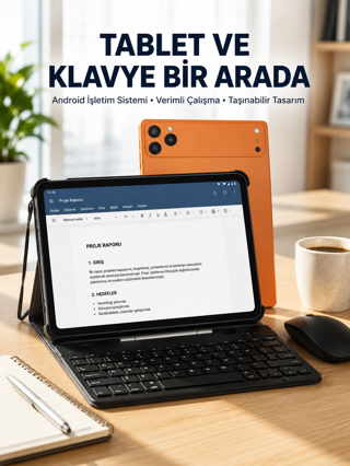 zentya4516 Mey İthalat® Android Tablet Klavye Kılıflı Dokunmatik Ekran Günlük ve Profesyonel 