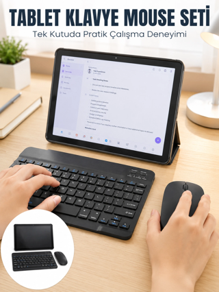 zentya4516 Mey İthalat® SIM Kartlı Android Tablet Bluetooth Klavye Kablosuz Mouse Geniş Ekran ve