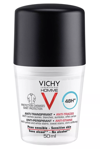 Vichy Homme 48H Antiperspirant Deodorant Anti-Mark Roll-On 50ml