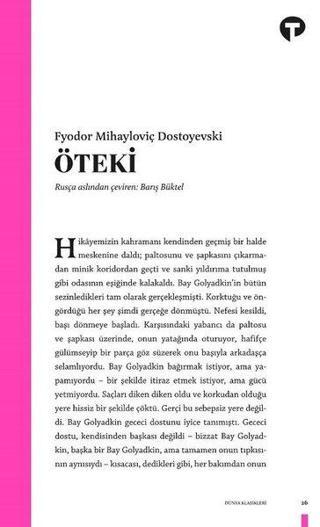Öteki - Fyodor Mihayloviç Dostoyevski - Turkuvaz Kitap