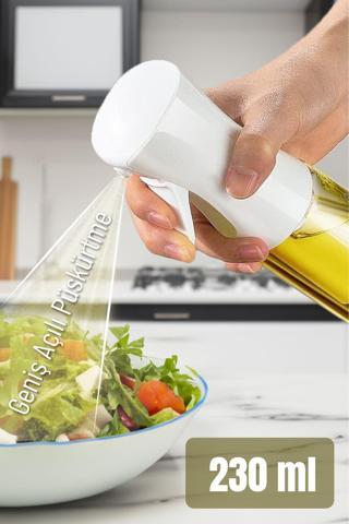 Airfryer Sprey Yağdanlık Cam Şişe - Izgara Fritöz Salata Yağ Püskürtücü Beyaz