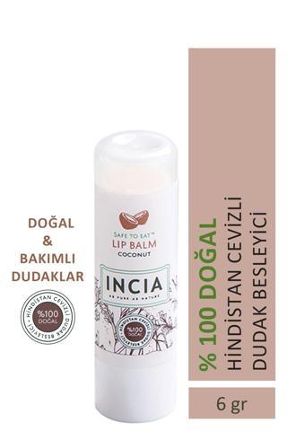 INCIA %100 Doğal Dudak Besleyici Hindistan Cevizi Bitkisel Nemlendirici Dudak Bakım Kremi 6 gr