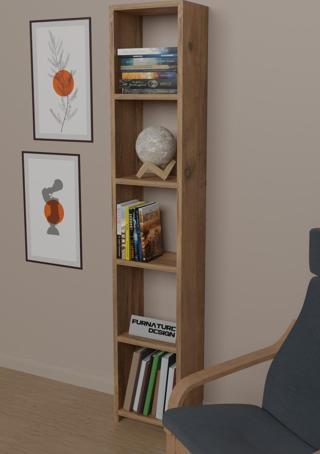 6 Raflı Kitaplık 150 cm Sunta Kitaplık Ofis Mutfak Rafı Atlantik Çam