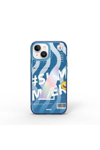 Wıwu İphone 15 Kılıf Çift Katman Desenli Wiwu Summer Serisi Kapak Mavi