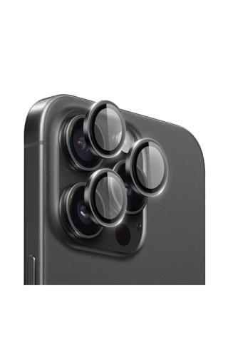 Wıwu İphone 15 Pro Max Uyumlu Wiwu Lg-004 Pvd Lens Guard Metal Kamera Lens Koruyucu Siyah