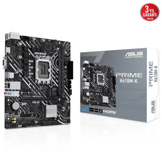 Asus Prime H610M-K Intel Soket LGA1700 DDR5 5600MHz mATX Gaming (Oyuncu) Anakart (KDO)