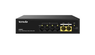 Tenda S106PC 6 Port 4 Port Poe+ 10-100 Mbps + 2 Port Uplink Switch Çelik Kasa Rack Mount (KDO)
