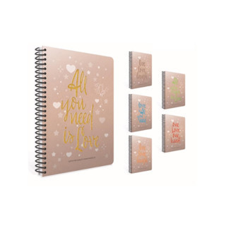 Gıpta Love Book Spiralli Pressboard Kapak Not Defteri 17X24Cm 120 Yaprak Kareli 5371 (Karışık Renk, 1 Adet)