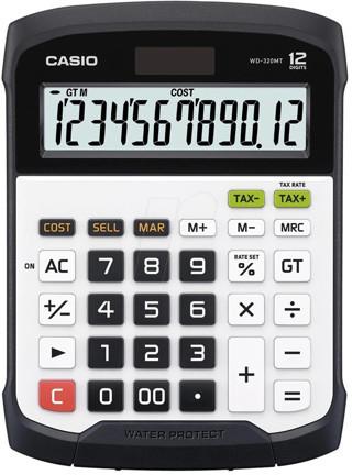 Casio WD-320MT 12 Hane Suya-Toza Dayanıklı Masa Üstü Hesap Makinesi (KDO)