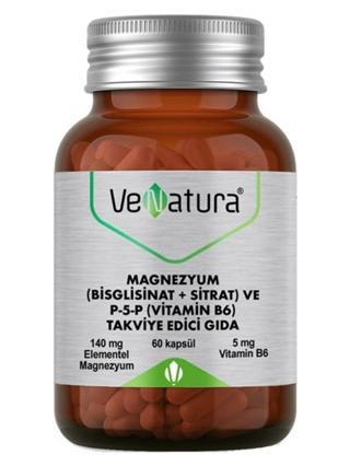 Venatura Magnezyum (Bisglisinat+Sitrat) ve P5P (Vitamin B6) 60 Kapsül
