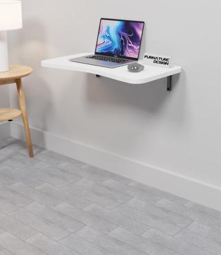 Katlanabilir Duvar Masa 60x35 Cm Duvara Monte Beyaz Renk Kırma Bilgisayar Mutfak Masası