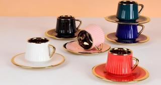 Arow 6 Lı Renkli Porselen Kahve Takımı TR-3311