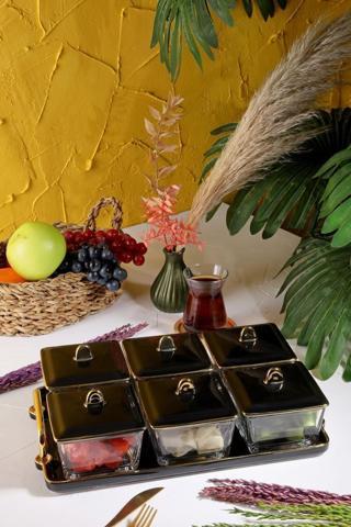 Arow Kahvaltılık Cam 6 Lı Siyah Tr-3028 Siyah