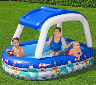 Bestway 54370 Büyük Boy Dikdörtgen Şişme Aile Havuzu 213X155X132