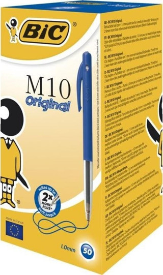 Bic M10 Basmalı Tükenmez Kalem Mavi 50'li Kutu