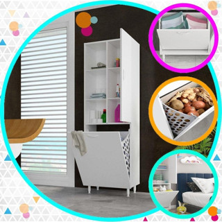 Modilayn Sepetli Mutfak Dolabı Kirli Çamaşır Dolabı Sepetli Banyo Dolabı Oyuncak Dolabı