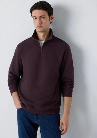 Aromavita Mavi M0S20027-70223 Mavi Yarı Fermuarlı Erkek Sweatshirt