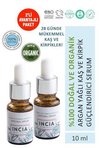 INCIA %100 Doğal Kaş Ve Kirpik Güçlendirici Serum Bitkisel Yoğunlaştırıcı Yoğun Bakım Yağı 10 ml X2 Adet