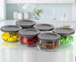 Duo Saklama Kabı Cam Kahvaltılık 6lı Yuvarlak Saklama Seti Gri