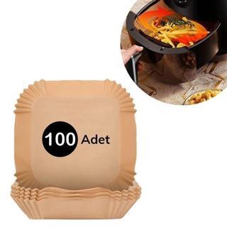 100 Adet Air Fryer Pişirme Kağıdı Tek Kullanımlık  Gıda Yağlı Kağıdı Kare Tabak Model (2818)