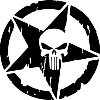 Army Star Punisher Sticker (Oto-Motor-Laptop-Duvar-Dekor) 10 x 10 cm