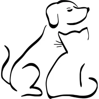 Kedi Köpek Dostluğu Sticker (Oto-Motor-Laptop-Duvar-Dekor) 10 x 10 cm