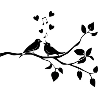 Şarkı Söyleyen Kuşlar Sticker (Oto-Motor-Laptop-Duvar-Dekor) 20 x 14 cm