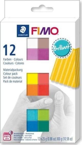 Staedtler Fimo Soft Polimer Kil Seti 25 gr x 12 Renk Brilliant (Canlı) Renkler