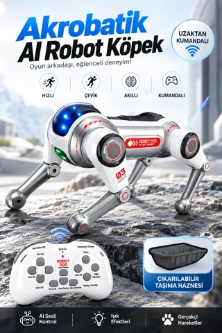 Exenar Akıllı AI Robot Köpek Kumandalı Sesli Komut Evcil Hayvan Akrobatik Programlanabilir Eğitici Oyuncak