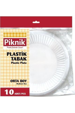 Piknik Kullan-At Plastik Tabak 10'Lu Orta Beyaz 17 Cm