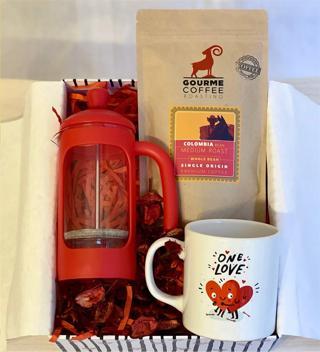 One Love French Press & Filtre Kahveli Sevgiliye Hediye Seti