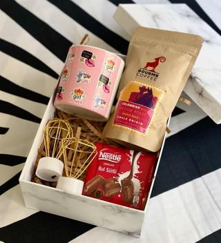 Women Can Tasarımlı Kupa Elmas Balon Gece Lambası Filtre Kahve Ve Çikolata Hediye Seti