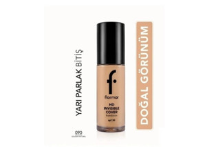 Flormar Invisible Cover HD Fondöten 090 Golden Natural