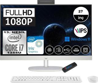 Hp 27-CR0001NT İntel Core I7 1355U 64GB 1TB SSD Intel Iris Xe Graphics 27" FHD Windows 11 Pro All In One Pc 898B1EAP08 