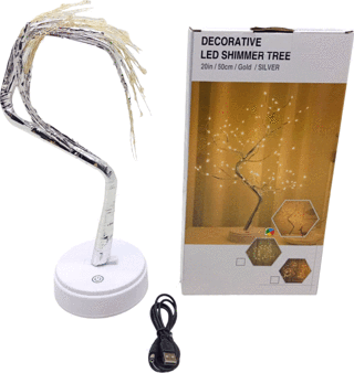 RGB RENGARENK AĞAÇ DECORATIVE LED DOKUNMATİK MASA LAMBASI USB PİLLİ - ŞARZLI (2818)